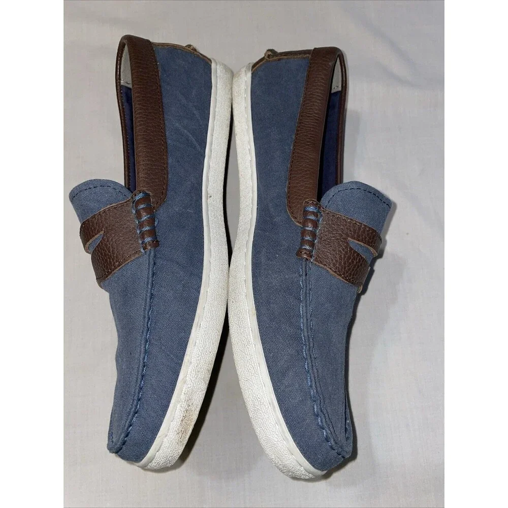 Cole Haan Pinch Men’s Fabric Penny Loafers Size 10 M Blue Brown Boating Walking